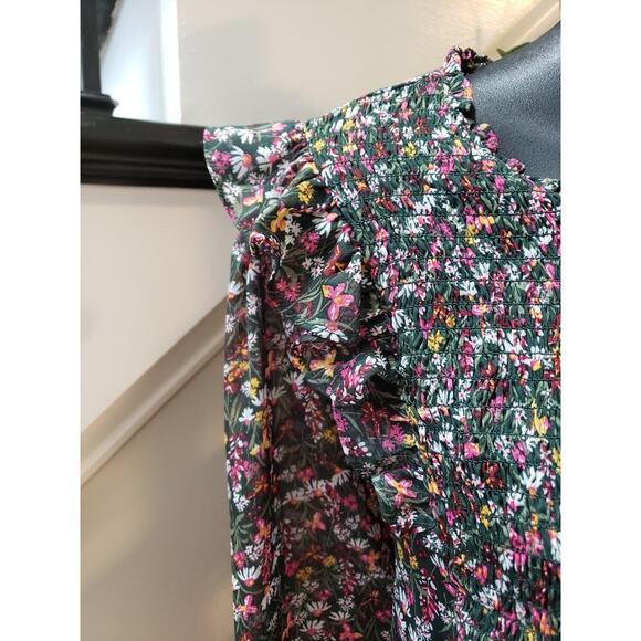 Draper James Long Maxi Dress Women's 3X Multicolor Floral Smocked Long Sleeve - Picture 12 of 15